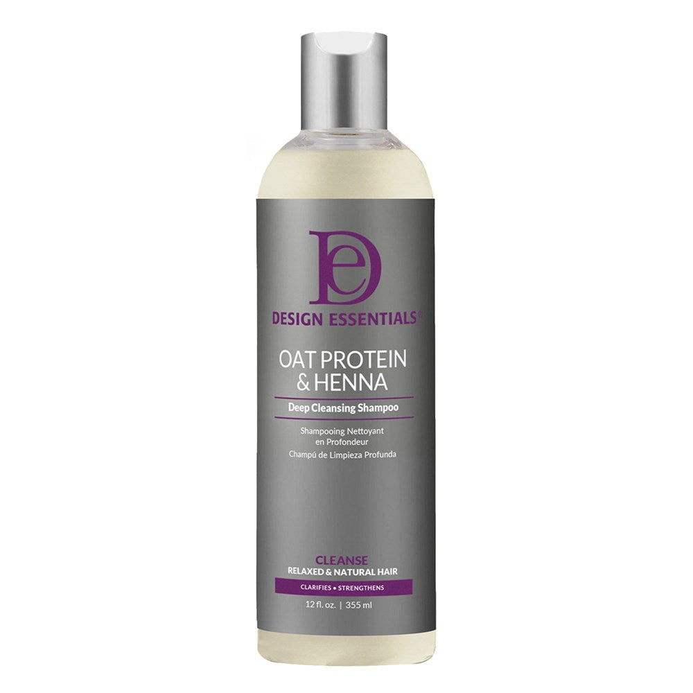 DESIGN ESSENTIALS SHAMPOOING NETTOYANT PROFOND PROTÉINES D'AVOINE ET HENNÉ 355ML