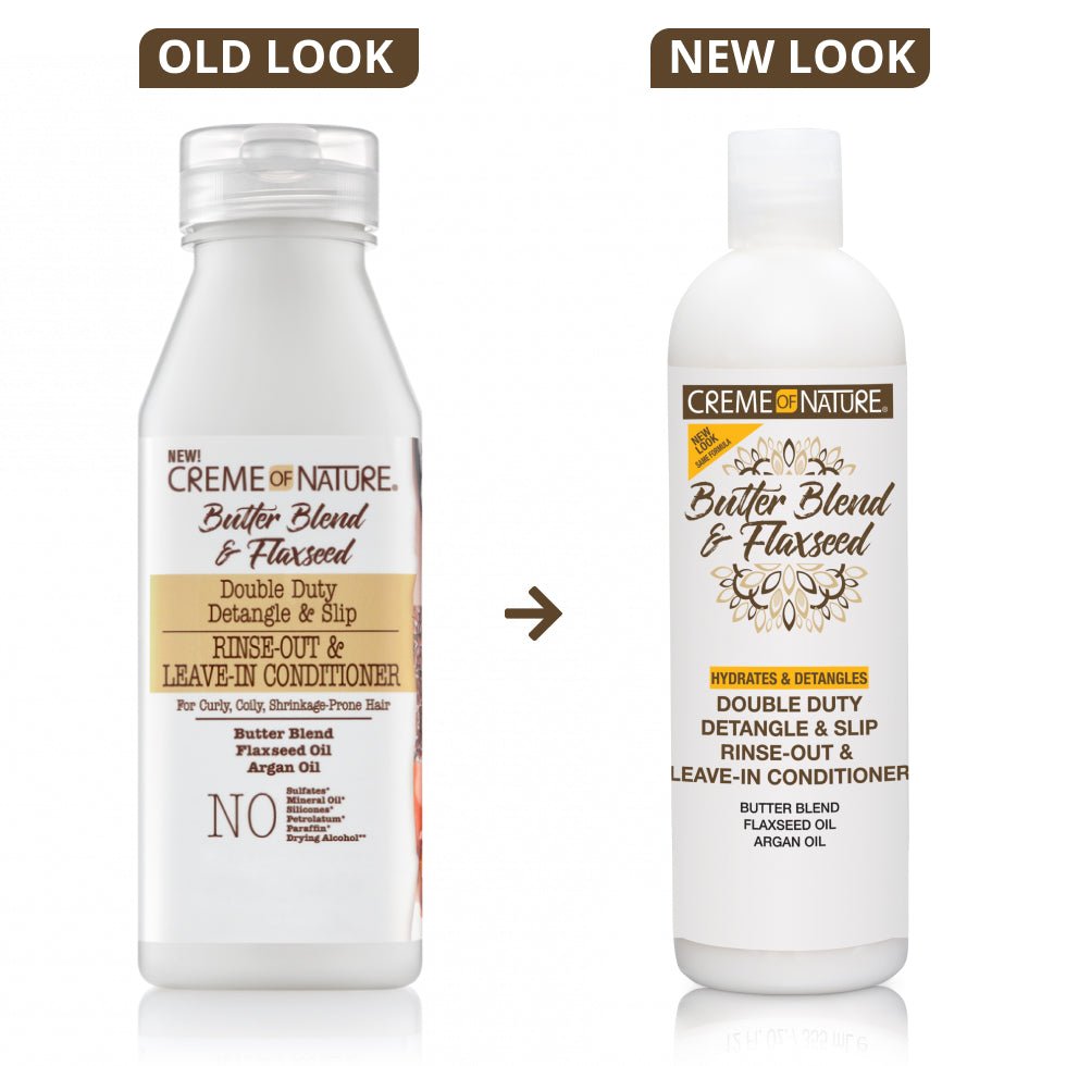 Crème de soin sans rinçage double action au beurre et aux graines de lin CREME OF NATURE, 355 ml