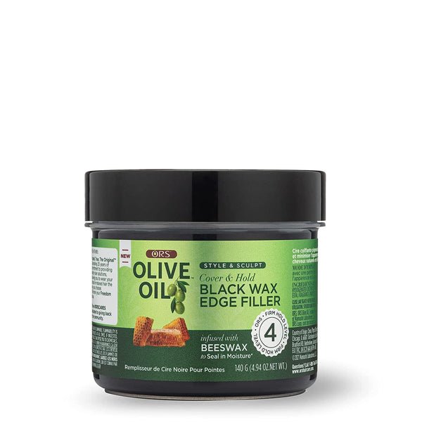 ORS Olive Oil Style & Sculpt Cover & Hold Black Wax Edge Filler Infused with Beeswax to Seal in Moisture 4.9 oz