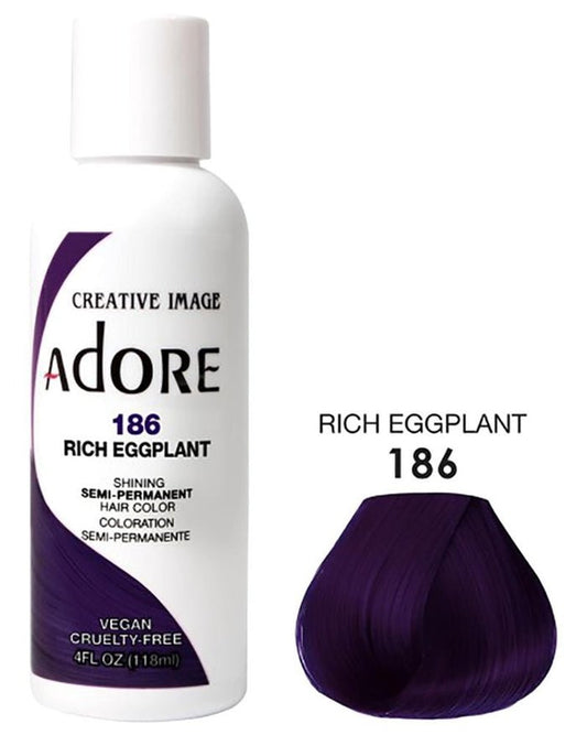 ADORE SEMI-PERMANENT HAIR SOLOR - RICH EGGPLANT 186 4OZ