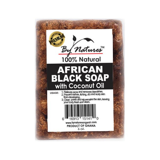 BY NATURES SAVON NOIR AFRICAIN 100 % NATUREL À L'HUILE DE NOIX DE COCO 6,5 OZ