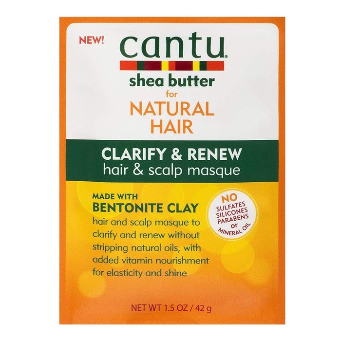 CANTU Natural Hair Masque à l'argile de bentonite pour clarifier et renouveler les cheveux et le cuir chevelu Sachet de 42 g