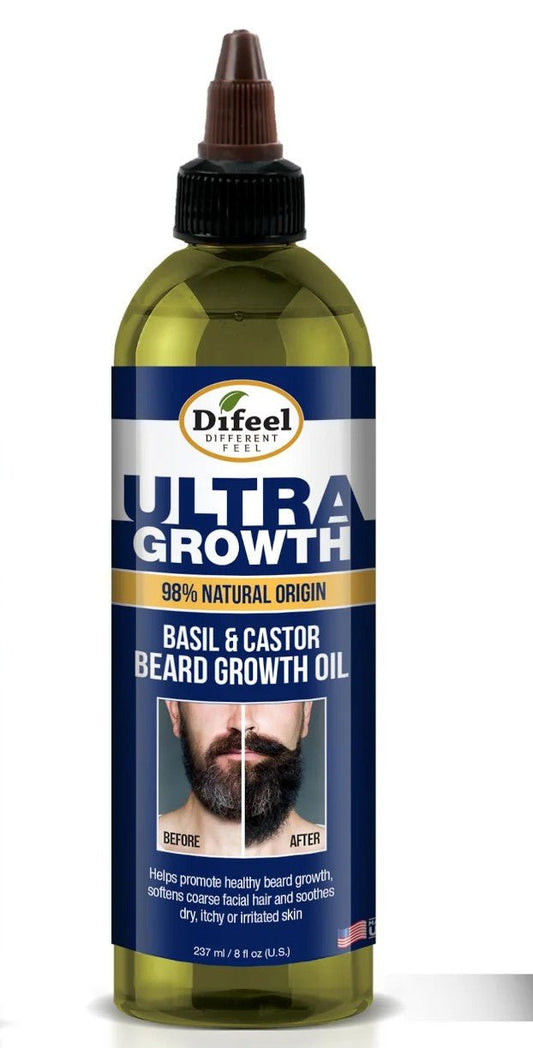 HUILE DE CROISSANCE DE BARBE DIFEEL ULTRA GROWTH BASIL & CASTOR 8OZ