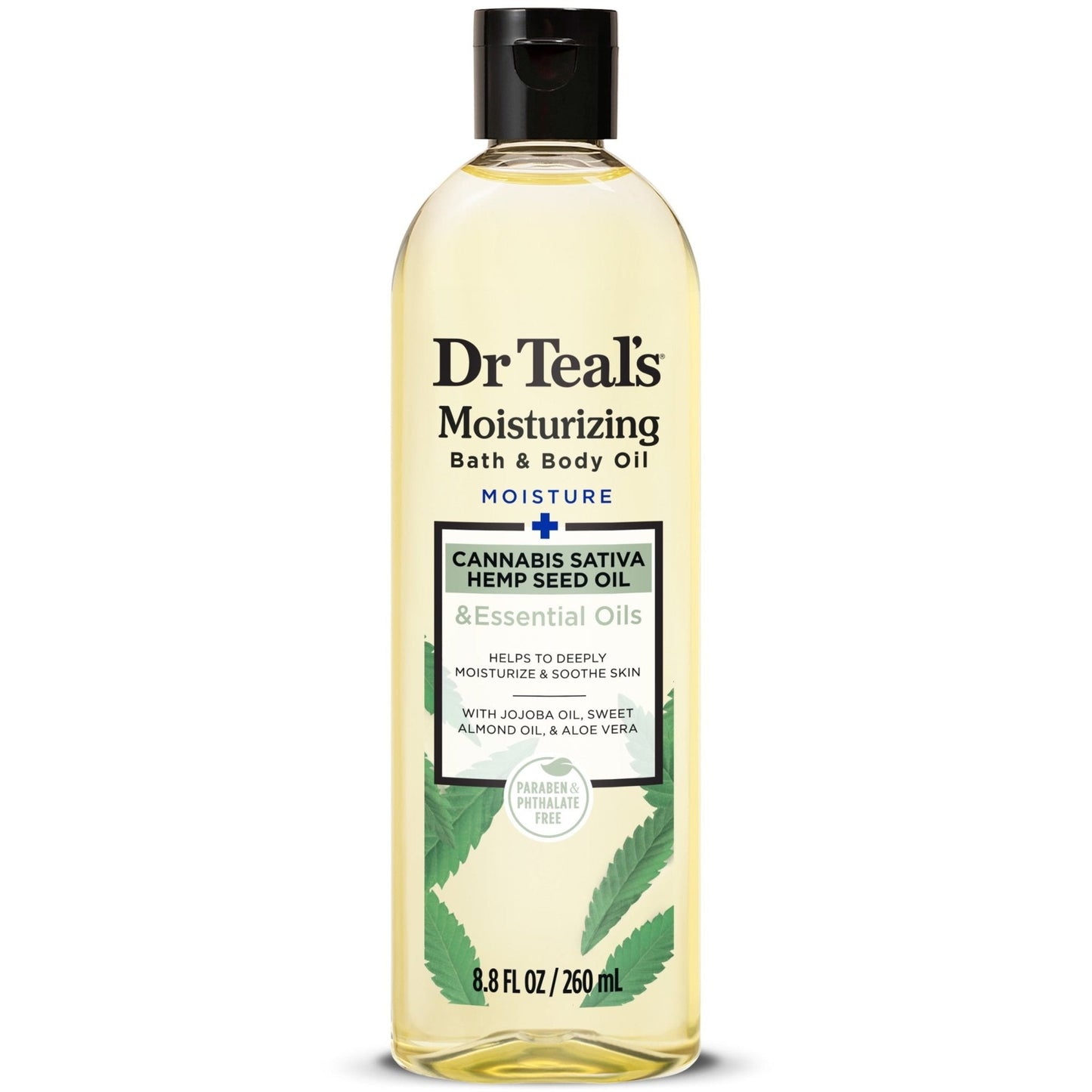 Huile de bain et corporelle Dr Teal's à l'huile de graines de chanvre Cannabis Sativa 260 ml