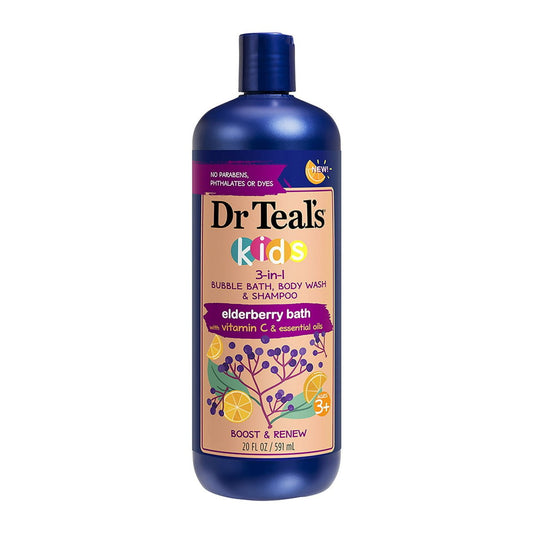 DR TEAL'S Kids 3-in-1 Bubble Bath Body Wash and Shampoo, 20 Oz