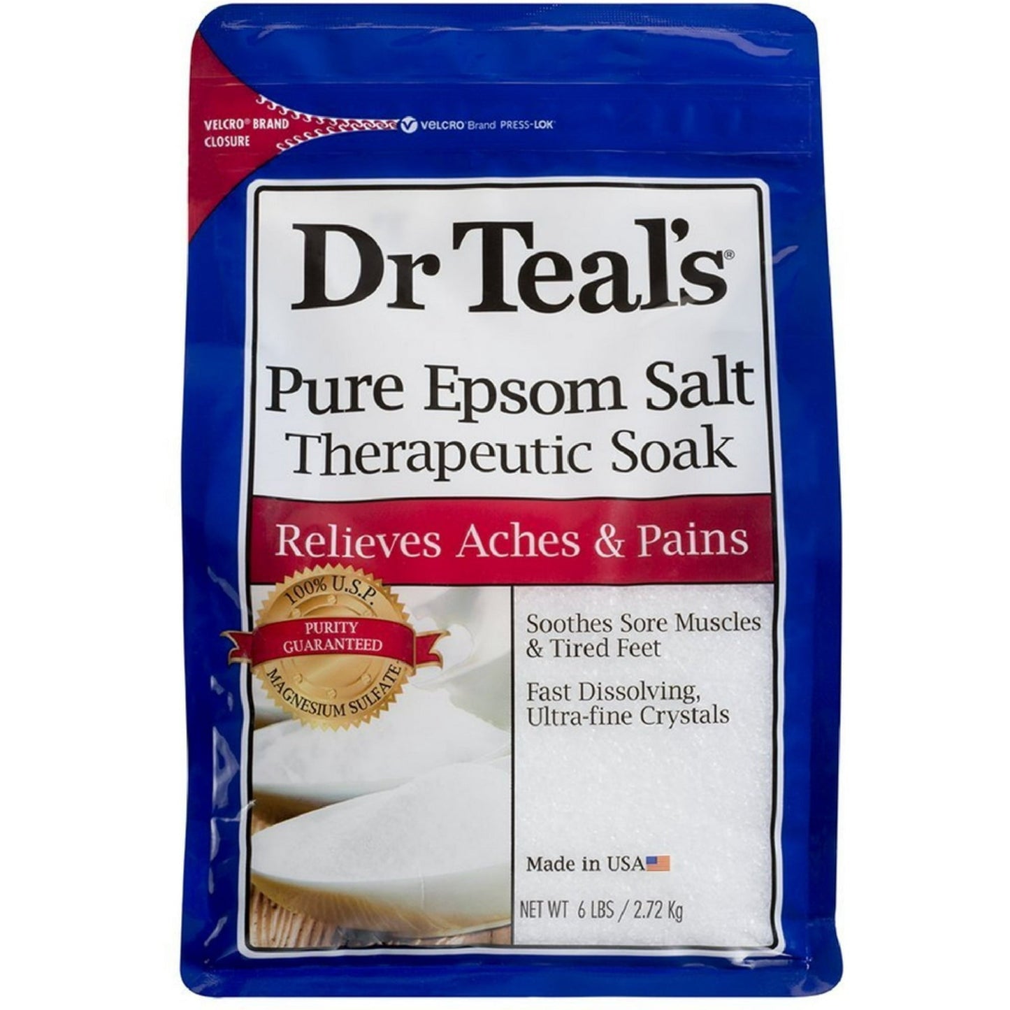 DR TEAL'S Solution de trempage thérapeutique au sel d'Epsom pur, non parfumée 2,7 kg