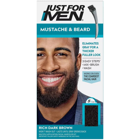 JUST FOR MEN MUSTACHE & BEARD COLOR RICH DARK BROWN M-47