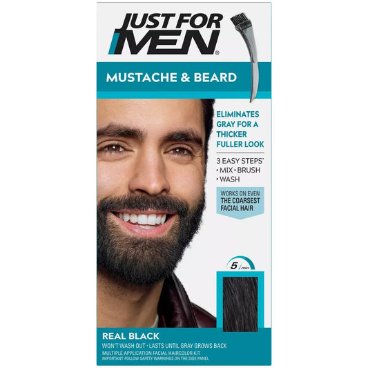 JUST FOR MEN MUSTACHE & BEARD COLOR REAL BLACK M-55