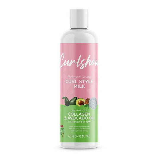 ORS Olive Oil Curlshow Curl Style Milk Infused with Collagen & Avocado Oil for Strength & Length 16OZ